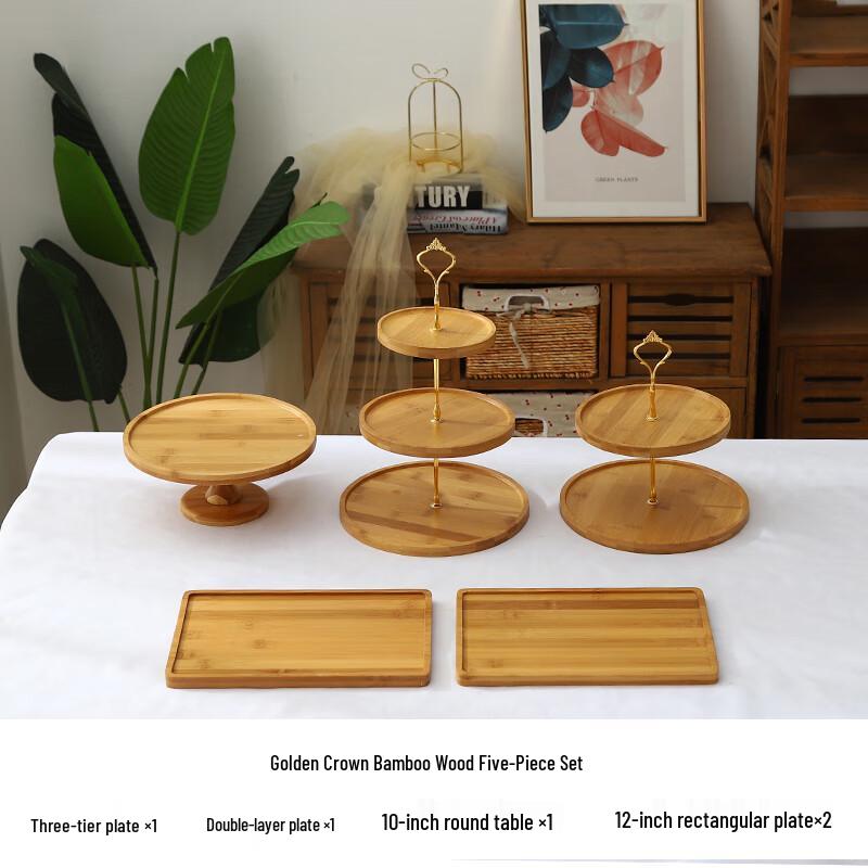 Bamboo Wood Afternoon Tea Dessert Stand Set