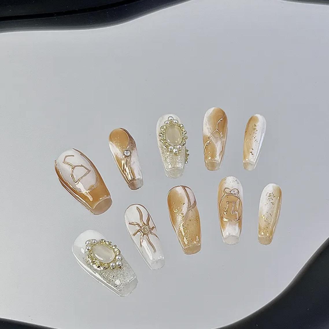 

Leo Yellow Ombre Cat Eye Nail Art Patches with Gilded Constellation Design