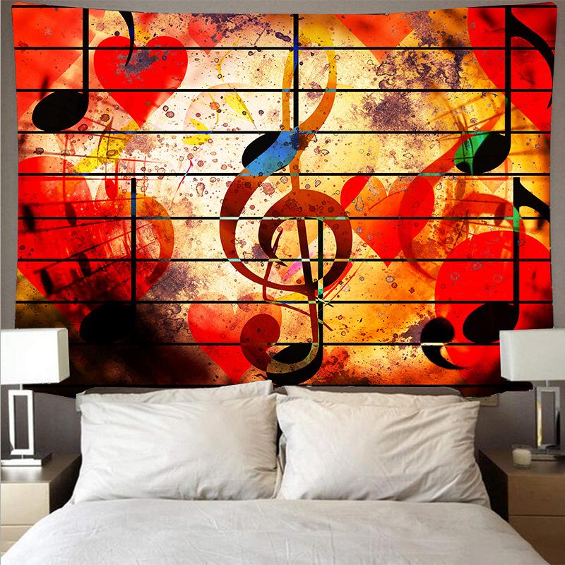 Nordic Musical Note Tapestry Colorful Background Cloth Art Home Bedroom Decor Hanging Cloth Digital Printing Mural Tapestries