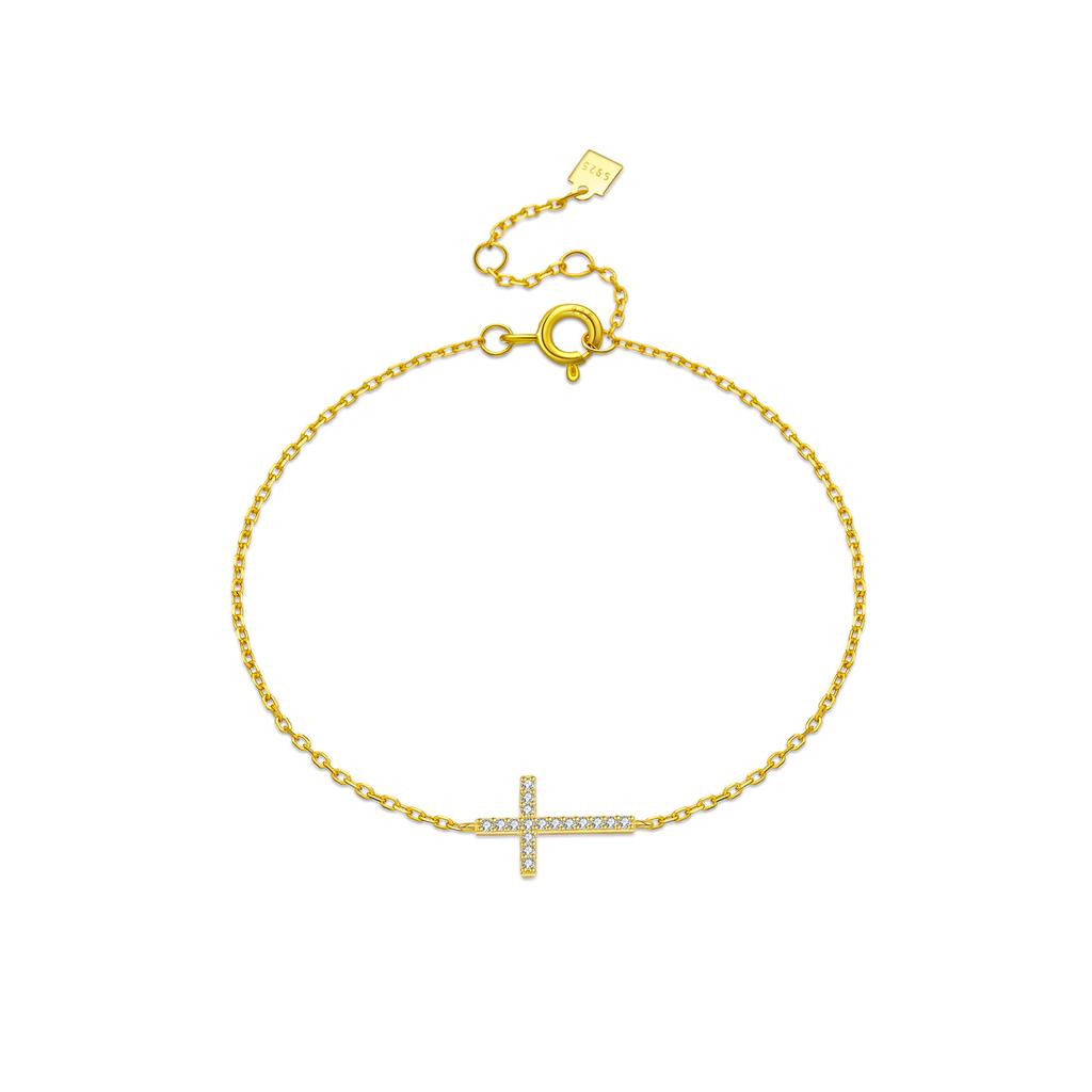 ANDYWEN 925 Silver Cross Pendant CZ Zircon Bracelet Chain Classical New Luxury Fine Gift Jewelry for Women