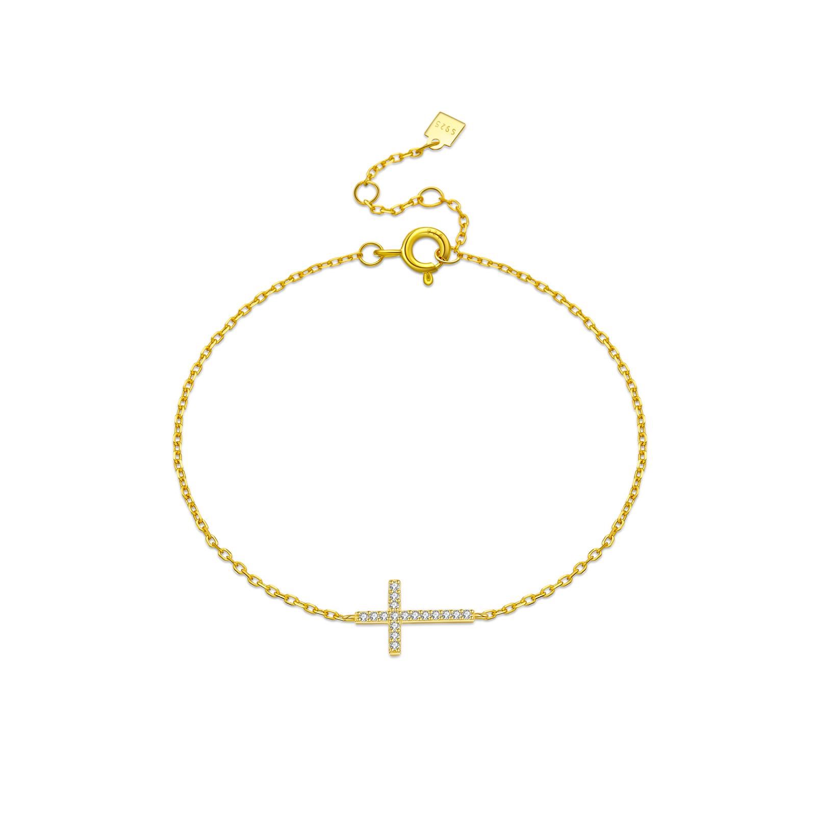 

ANDYWEN 925 Silver Cross Pendant CZ Zircon Bracelet Chain Classical New Luxury Fine Gift Jewelry for Women золотой