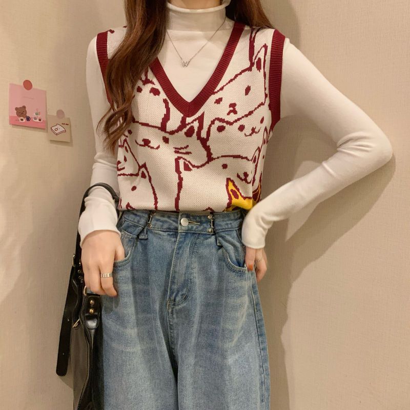 Pullover Pullover Weste Weibliche 2023 Frühling und Herbst Casual V-ausschnitt Outwear Gestrickte Pullover Weste Ärmellose Pullover Weibliche Tops