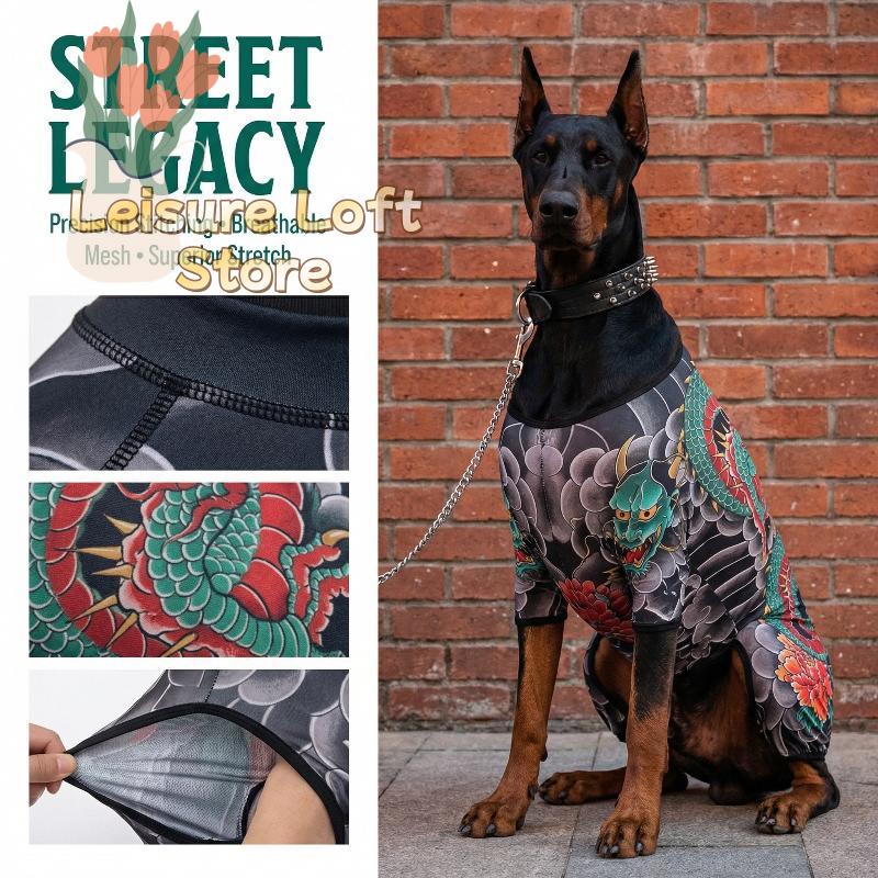 Ultra-Thin Mesh Pet Tattoo Vest – 4-Season Breathable Sleeveless Shirt with Cool Prints for Dogs & Cats, Fun & Stylish
