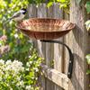 Fluted Round Birdbath Bowl with Wall Mount Raised Rim WallMounted Metal Bracket Sturdy