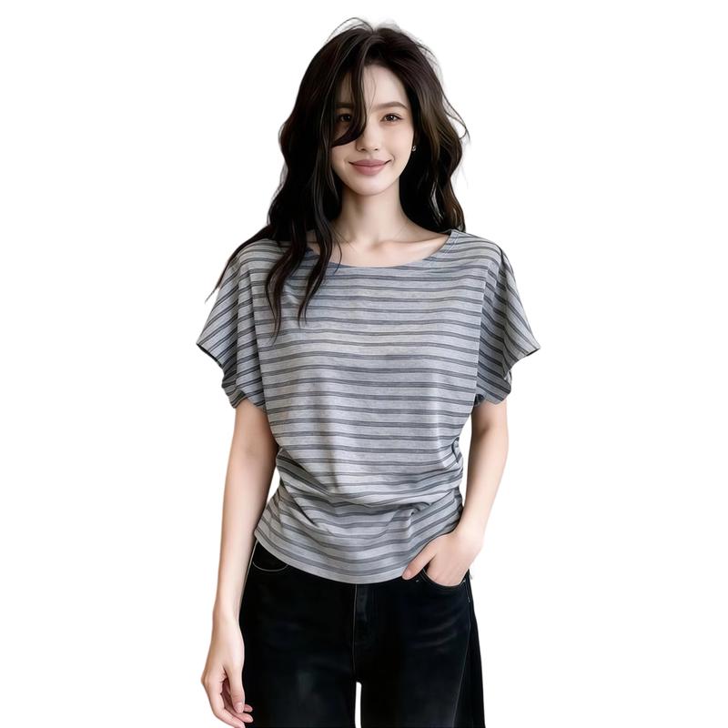 La Chapelle Women s Striped Round Neck T-Shirt L