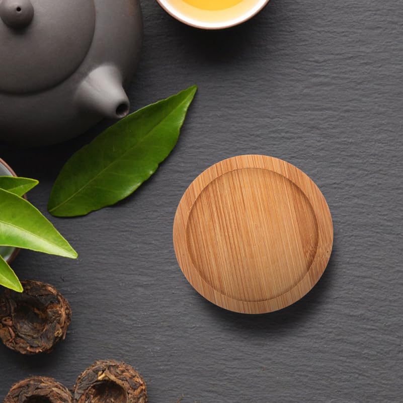 MUCKLILY 1 Set Bamboo Coasters Water Cup Pads Tea Cup Saucers Outdoor Coasters Round Pads Decorative Table Mats Bamboo Mats Beige 12pcs