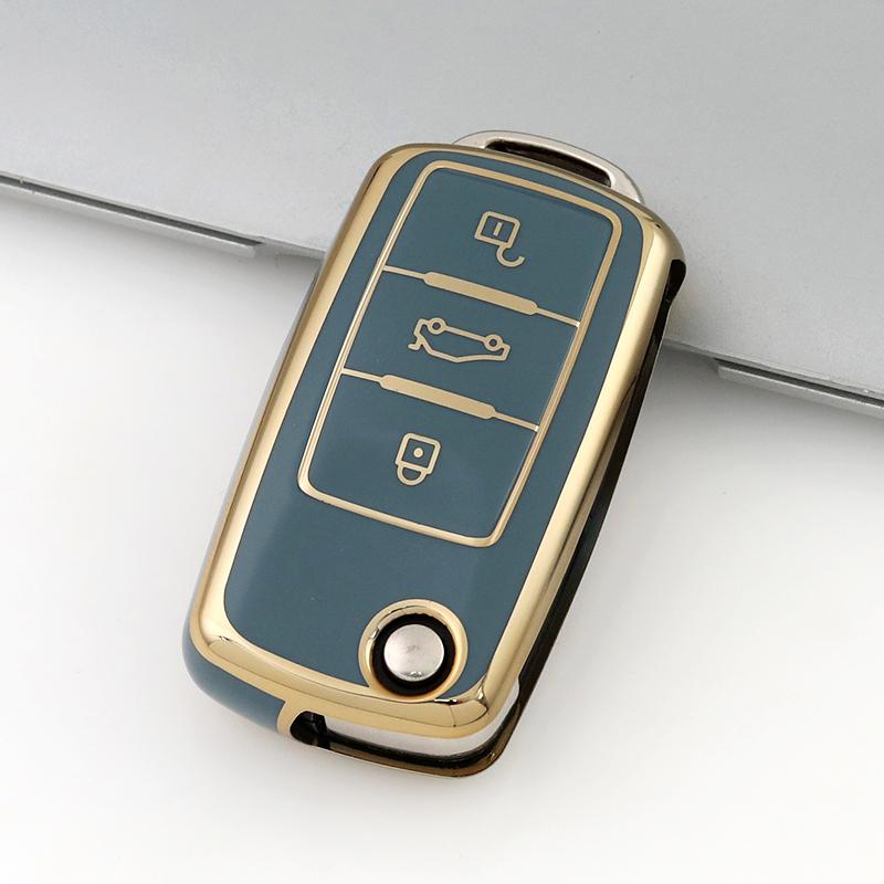 For Volkswagen VW Polo Golf Passat Tiguan Beetle Caddy T5 Up Eos Skoda Octavia Seat Leon Altea TPU Car Remote Key Case Cover