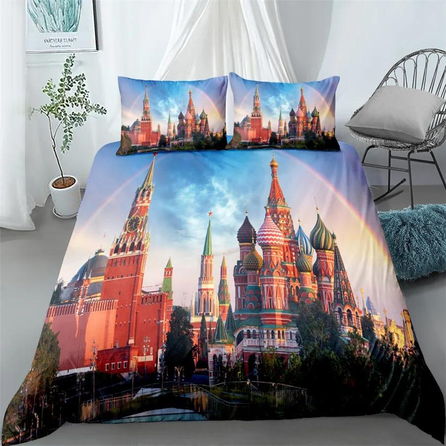 3D Statue of Liberty Bedding Set World Famous Building Duvet Cover King Queen Size London Bridge Polyester Quilt Cover