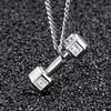 Fitness Dumbbell Pendant Necklace Men's Titanium Steel Personality Couple Simple Pendant Necklace
