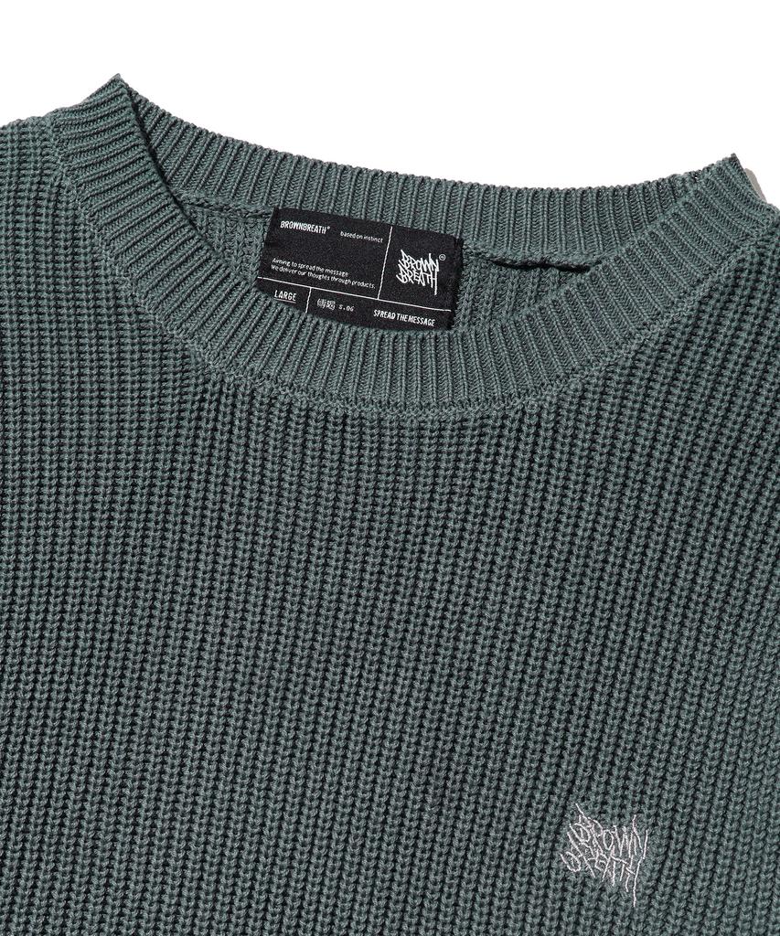BROWNBREATH Tag Pigment Knit - Gray