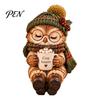 Layered Knit Texture Statues Christmas Animal Shelf Sitter Figurine, Woodland Statue with Mug, Dangling Leg Charming Seasonal Home Accessories Mantel
