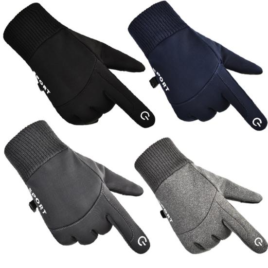 1 Pair Unisex Gloves Fleece Lined Touch Screen Windproof Solid Color Waterproof Cycling Fishing Skiing Gloves for Outdoor