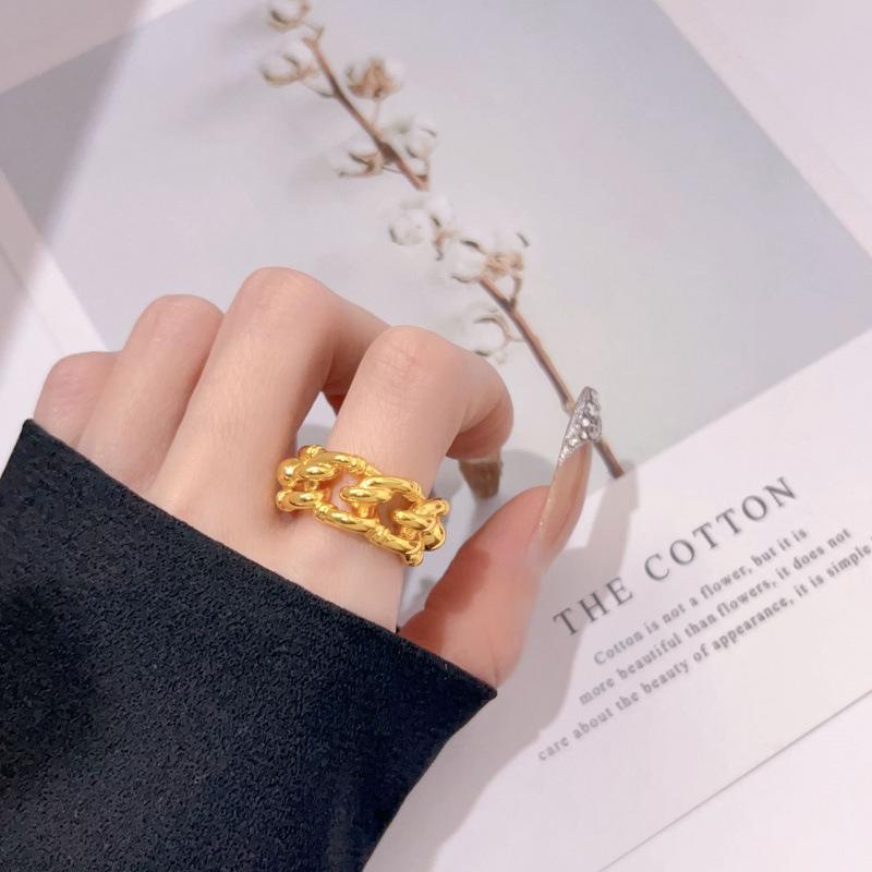 Gold Braided Open Ring for Women - Japanese & Korean Fashion Accessory Adjustable open size
