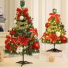 With LED Light Artificial Christmas Tree Bow knot Pine Cone Tabletop Xmas Tree Simulated 45CM Desktop Pine Christmas Tree