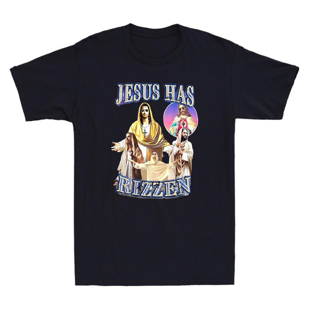 Jesus Has Rizzen Funny Jesus Design Humor Christian Gift Vintage Men T-shirt S