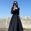 Vintage French Design Maxi Midi Dresses for Women Clothing Party Elegant Square Neck Black Long Dress Korean Fashion Autumn