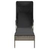 Vidaxl Sun Lounger with Canopy, Grey, Poly Rattan