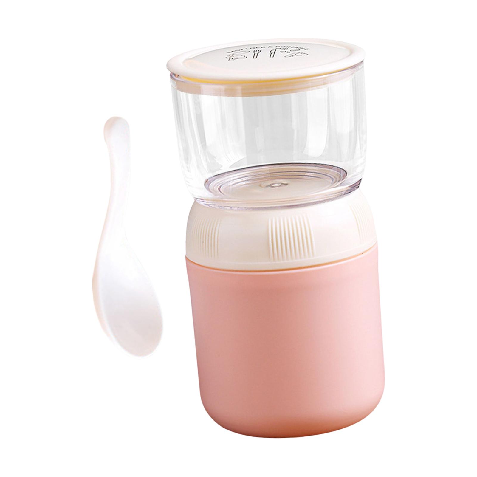 

Yogurt Container Detachable spoon Portable Stainless Steel Insulated Food Container for Breakfast Salad Milk Yogurt Kids розовый