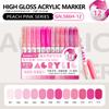 GuangNa 12 Colors/box Direct Liquid Hardhead High-gloss Acrylic Marker, for Student Notebook Writing, DIY Painting Graffiti