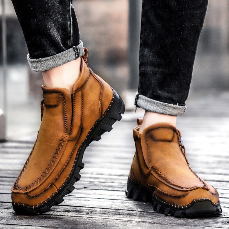 Handmade Leather Casual Men Shoes Comfortable Leather Casual Shoes Men Shoes Fashion Sneakers Big Size 47 48