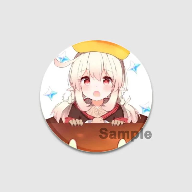 32/44/58mm Klee Pin Round Cartoon Funny Snap-in Brooche for Backpack Cothes Accessorie Anime Genshin Impact Collection Badge Hat Decoration