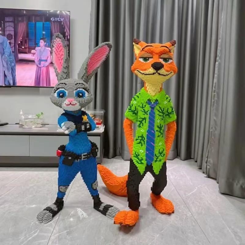 Non-Toxic Rabbit Building Blocks Creative Medieval Police Rabbit Series School Building Palace Model Building Blocks Gift Assemble T