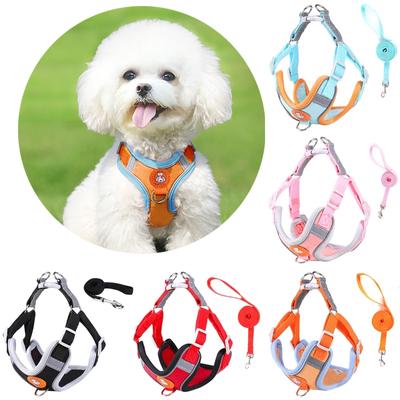 Reflective Dog Harness Leash Set Nylon Adjustable Pet Harness Outdoor Walking Breathable Pet Chest Vest Leash Dog Accessories