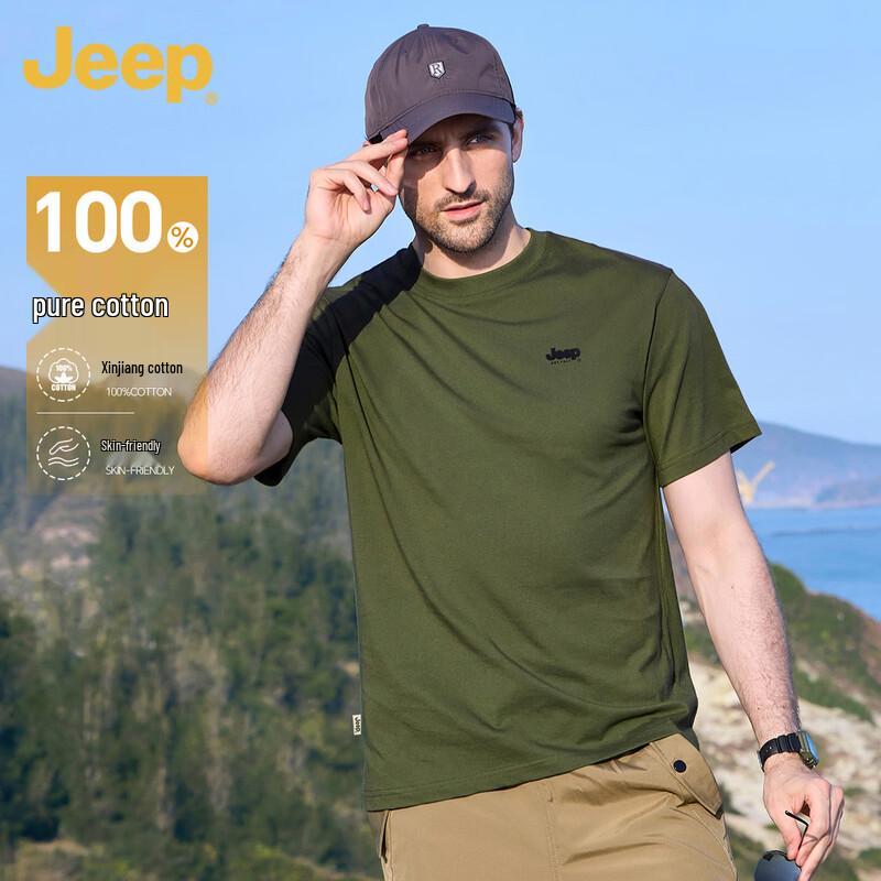 JEEP Men s 100% Cotton Short Sleeve Round Neck T-Shirt M