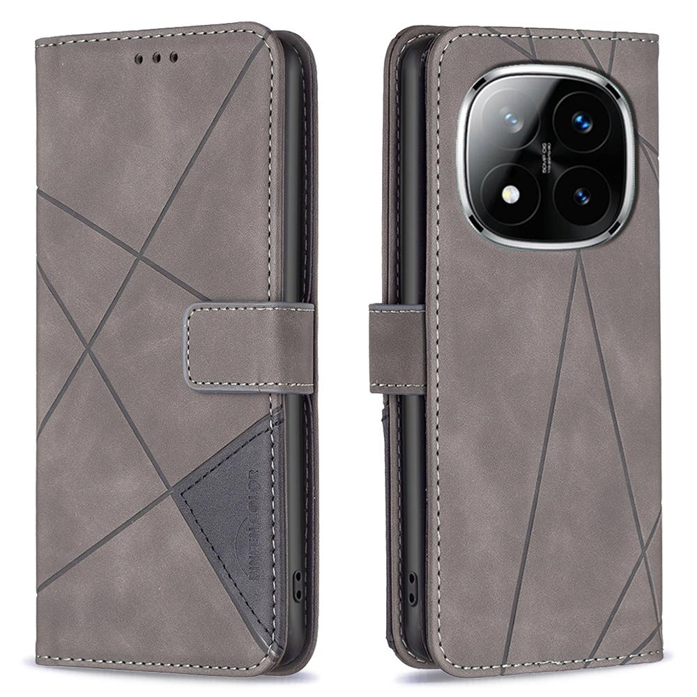 BINFEN COLOR For Xiaomi Redmi Note 14 Pro 4G Phone Cases Wallet Stand Geometry Imprinted Leather Cover