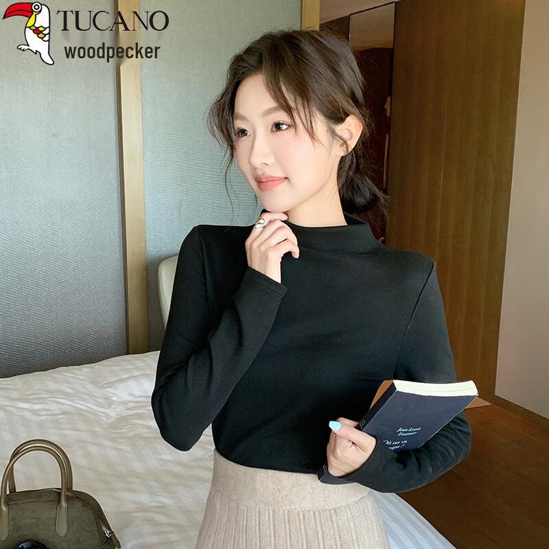Women's Wool Silk Blend Semi-High Neck Base Layer T-Shirt