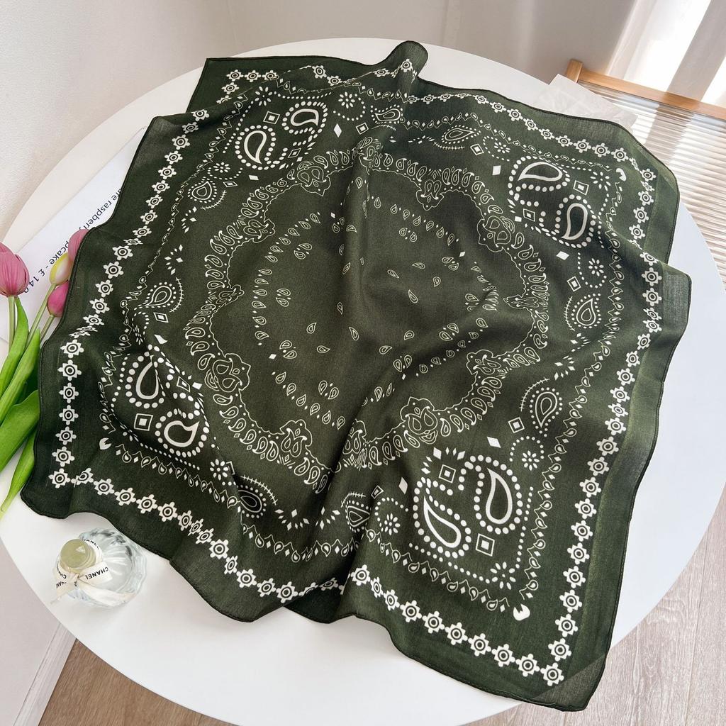 Old Money Wind Cashew Flower Cotton Brown Small Square Scarf Silk Scarf Scarf Shirt Shawl Hair Band Belt Scarf
