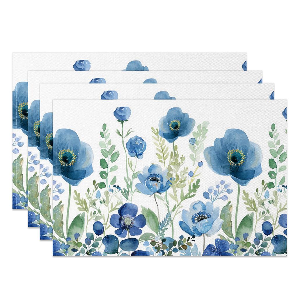 Bohemian Floral Placemats Delicate Daisy Rose Design Elegant Aesthetic Washable Table Mats for Dining Kitchen Tea Party Decor