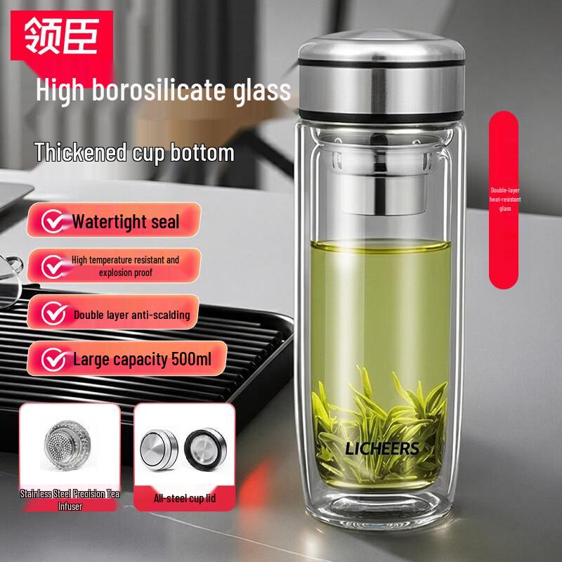 LINGCHEN Double-Layer Borosilicate Glass Tea Cup