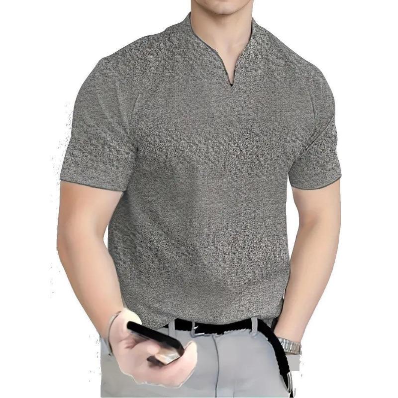 Koszulka męska fitness z bawełny z dekoltem w serek na lato 2023