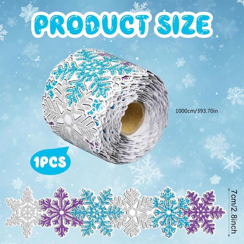 W89C Snowflake Bulletin Board Boarder Scalloped Border Trims for School Decoration