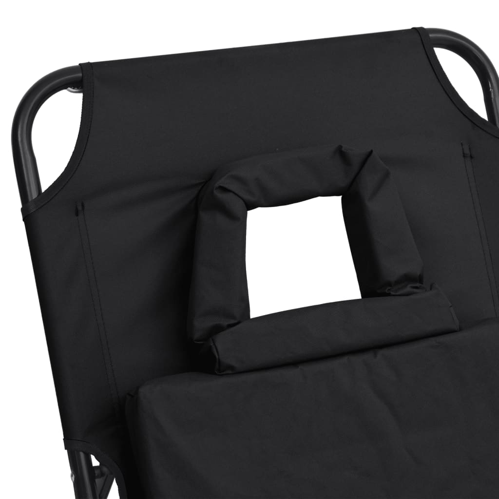 Folding Sun Lounger Oxford Fabric & Powder Coated Steel