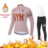 2025 Autumn and Winter Windproof Fleece Jacket Cycling Jersey Cycling Bib Men's Warm Top Road Bike Cycling Suit Long Set