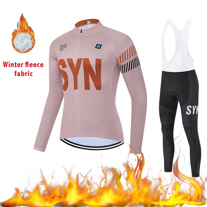 2025 Autumn and Winter Windproof Fleece Jacket Cycling Jersey Cycling Bib Men's Warm Top Road Bike Cycling Suit Long Set