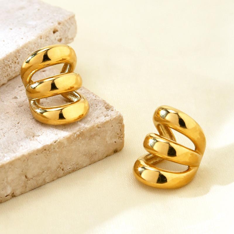 Simple Metal Multi-Layer Hollow Ear Clip Ear Cuff Earrings for Women Fashion Gold Color Claws Non Piercing Earrings Jewelry Gift
