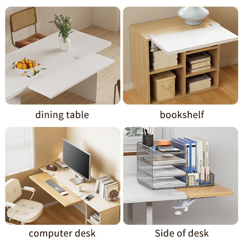 Space Saving Heavy Duty Foldable Desktop Bracket Punch Free Desk Extension for Organized Office Home