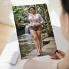 Tinplate Painting Metal Wall Art Vintage 2D Flat Lady Nature Plaque Pre-Drilled Hanging Decor