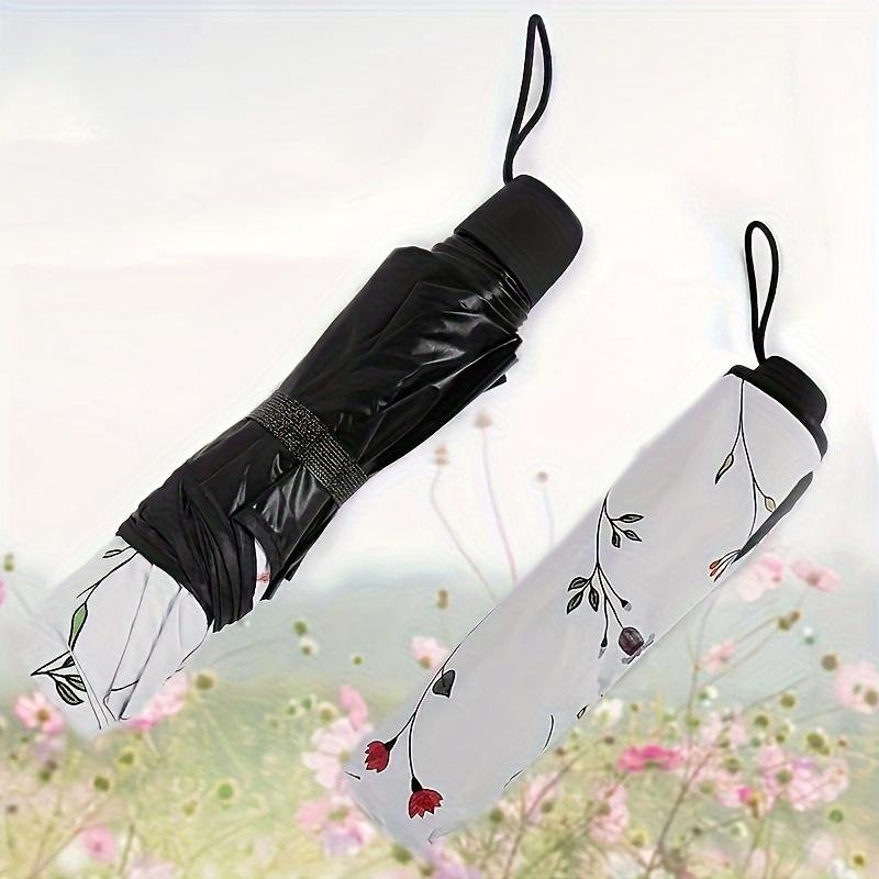 Sombrilla Plegable de Protección UV de 3 Pliegues Ligera Sombrilla de Sol Parasol de Verano para Exteriores Impermeable Resistente al Viento