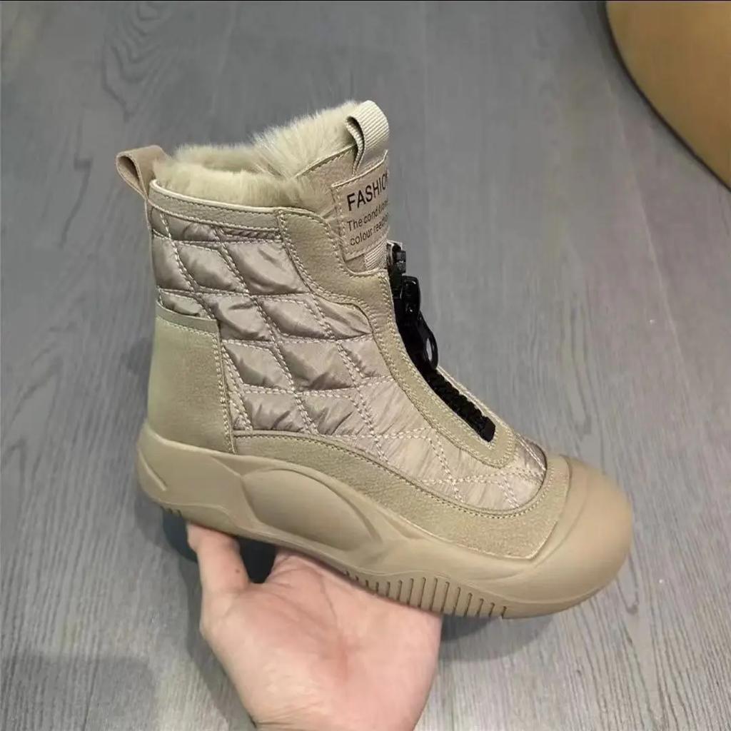 2024 autumn and winter new retro snow boots soft soled waterproof cotton shoes with velvet thickened warm high top women's shoes
