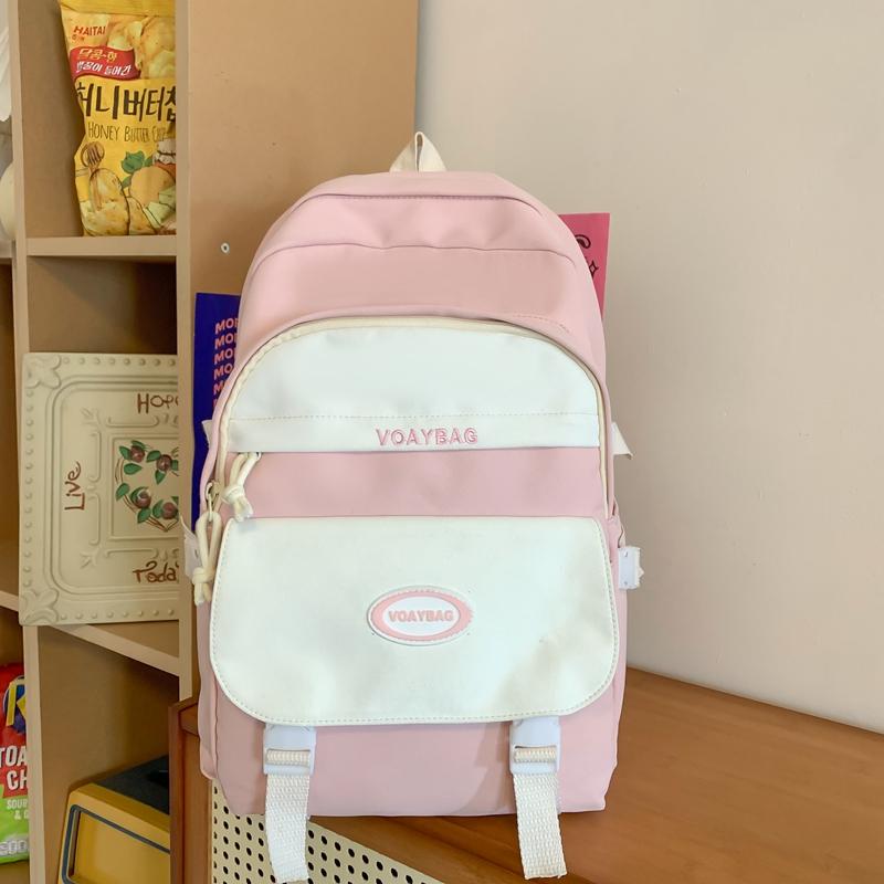 Contraste de Couleurs Sac d'École Étudiant Style Collège Sac à Dos Féminin Grande Capacité Sac d'École Étudiant Collège