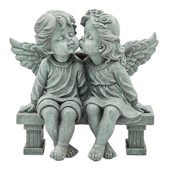 Girl And Boy Garden Statue Kids First Kiss Decorative Sculpture Outdoor Resin Waterproof Ornament for Yard Patio Flower Bed
