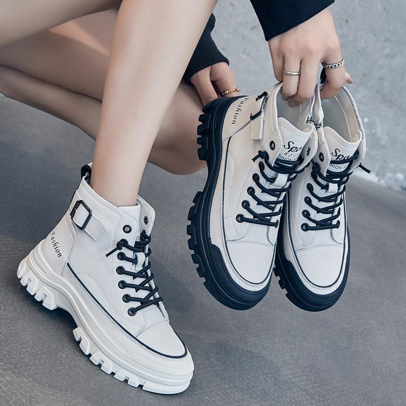 Casual high-top little white shoes women's autumn and winter new women's shoes platform Martin short boots women's trend versatile