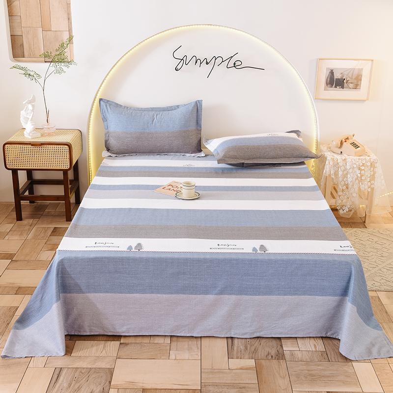 Geometric Grid Pattern Bed Sheet Set 3Pcs 100% Cotton Queen Size Bedding Set Skin-friendly Soft Bed Sheets with Pillowcases