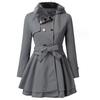 Women Trench Coat Double Breasted Belt Autumn Winter Korean Style Slim Lapel Overcoat for Office
