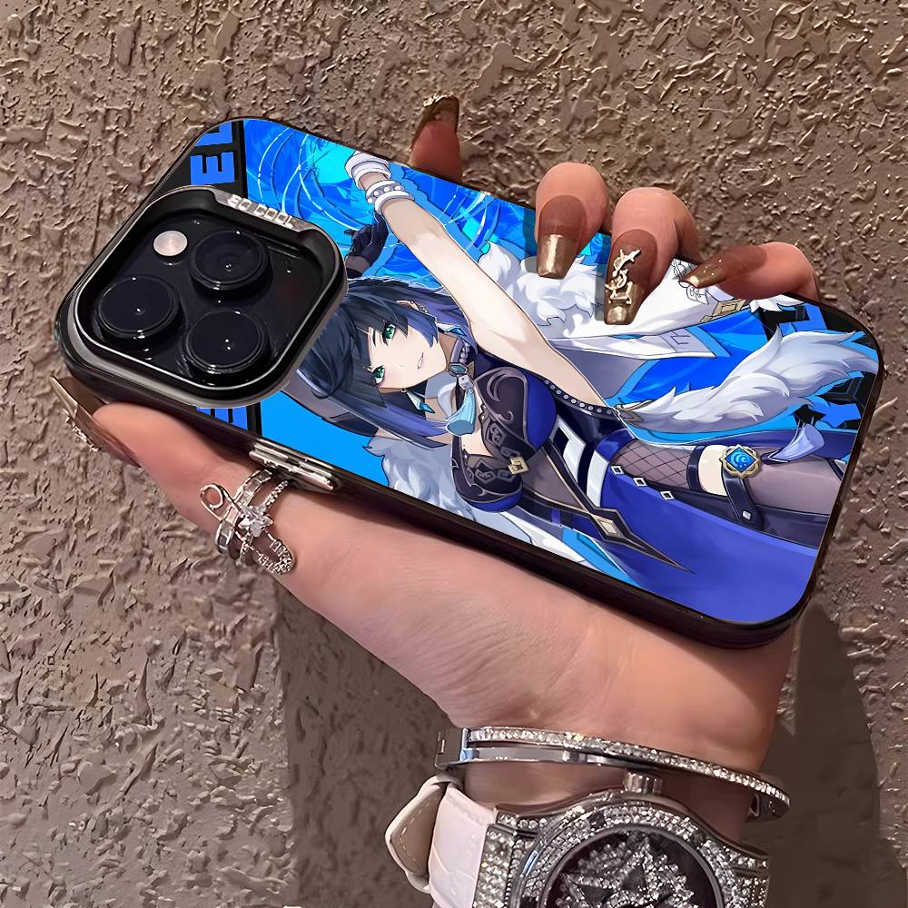 Yelan Genshin Impact Phone Case For IPhone 17 16 15 14 13 12 11 Plus Pro Max Multicolor Aurora Laser Shockproof Funda Cover