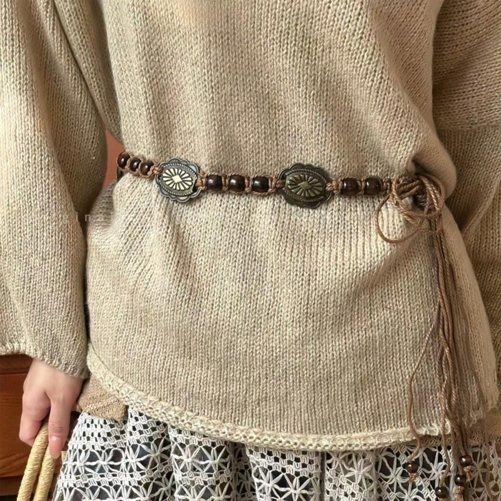 Ceinture de taille bohème en métal Chaîne de taille perlée Ceinture tendance style ethnique Vacances